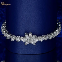 wong rain 100 925 sterling silver created moissanite gemstone romantic four clover charm bracelets engagement fine jewelry