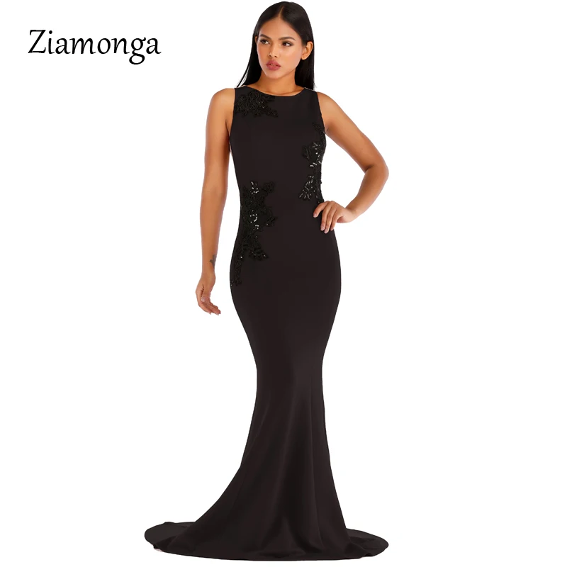 Длинное женское вечернее платье Ziamonga Кружевное облегающее с открытой спиной