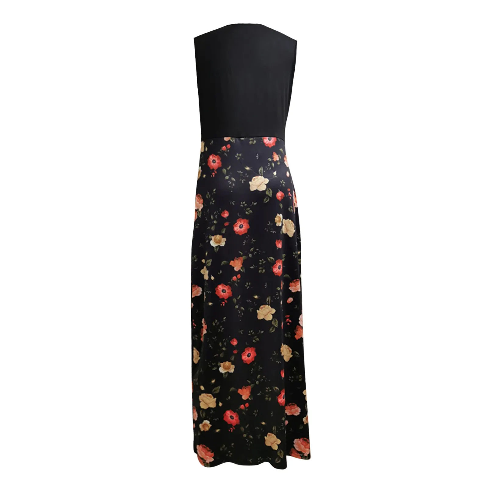 

Dresses For Women 2021 Summer Casual Sleeveless Floral Printing Maxi Dress With Pocket Female Loose Long Beach Tank Dress#35