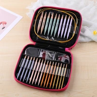 13 pair crochet hook circular knitting needles set with case plastic diy home art craft weaving sewing stitches tools