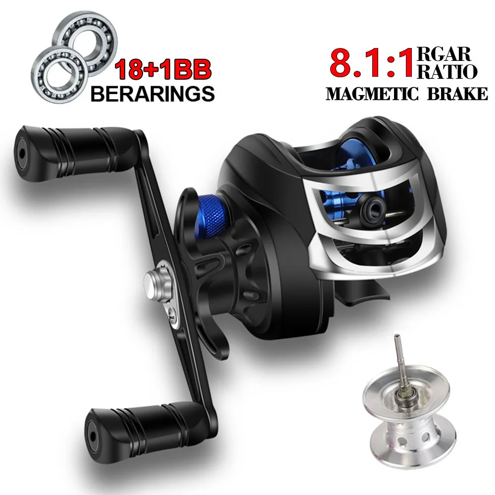 

Fishing Reel Baitcasting Reel 8.1:1 High Speed 8KG Max Drag Spining Wheel Accessories 18+1BB For Bass In Ocean Environment