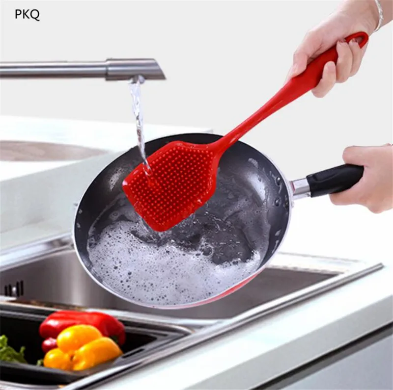 1 шт. 36*8 см * Силиконовая длинная сковородка с ручкой горшок щетка чаша для мытья