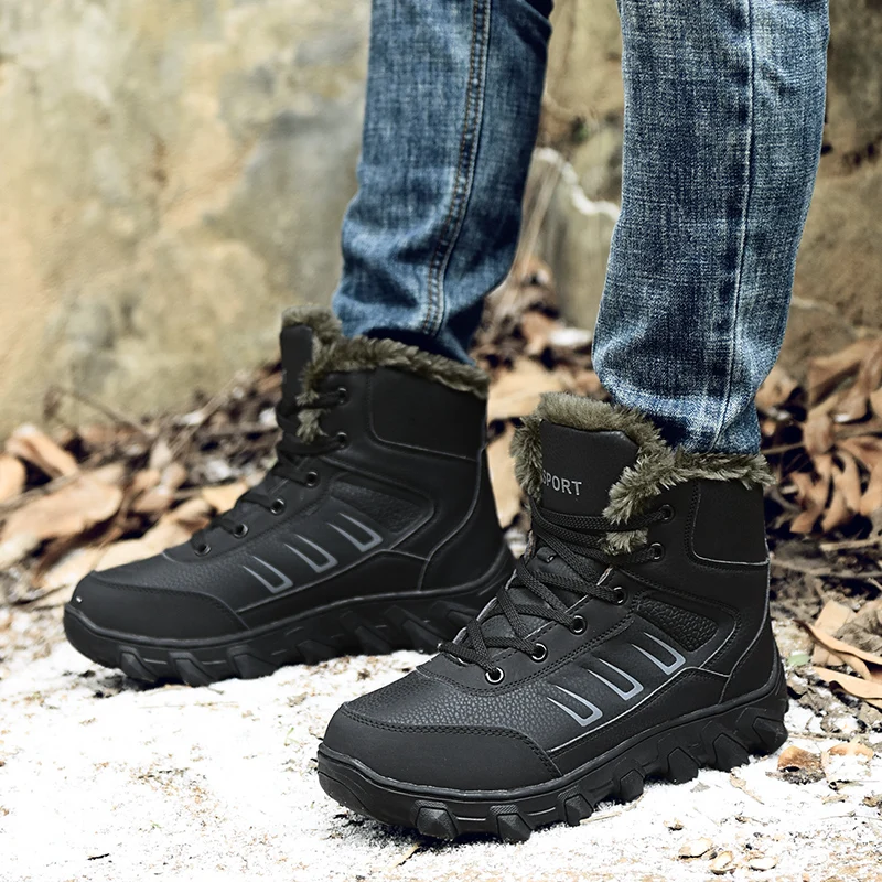 

Winter Shoes For Men ankle Boots plush Warm Fur Winter Sneakers Men Snow Boots Chaussure Homme Mans Footwear big size 48