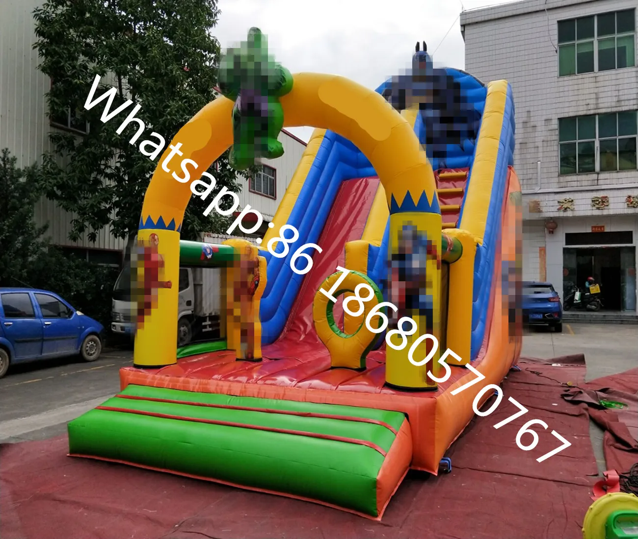 

Factory direct inflatable castle slides large obstacles Animal slide castle combination KY-710