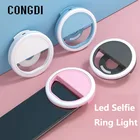 Кольцевой светодиодный светильник для селфи, универсальная Светодиодная лампа для iPhone, Samsung, Xiaomi, Huawei, с USB зарядкой