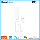 Датчик утечки воды Tuya с Wi-Fi, детектор перелива воды, система сигнализации, оповещение, без концентратора, домашняя сигнализация