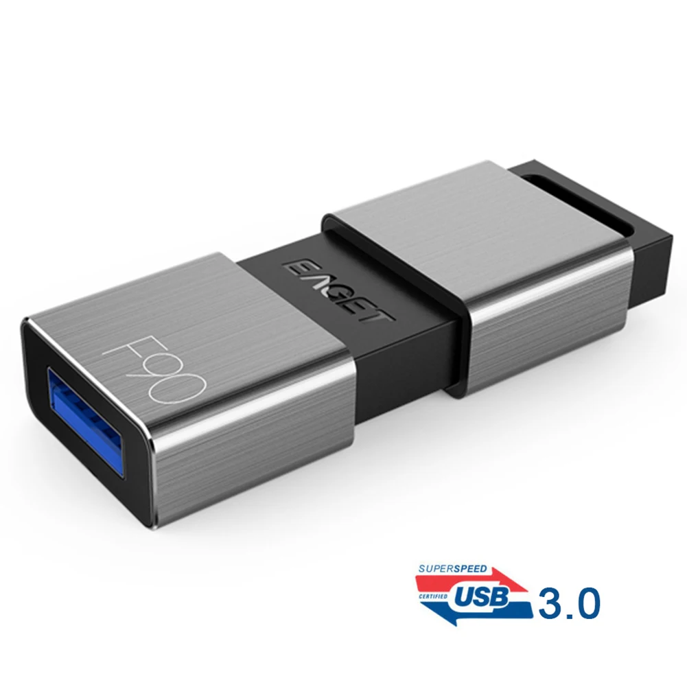 

Eaget USB 3.0 High Speed Flash Drive 16GB 32GB 64GB 128GB Portable Pendrive Shock-Resistant Metal Case USB 3.0 Pen Drive F90