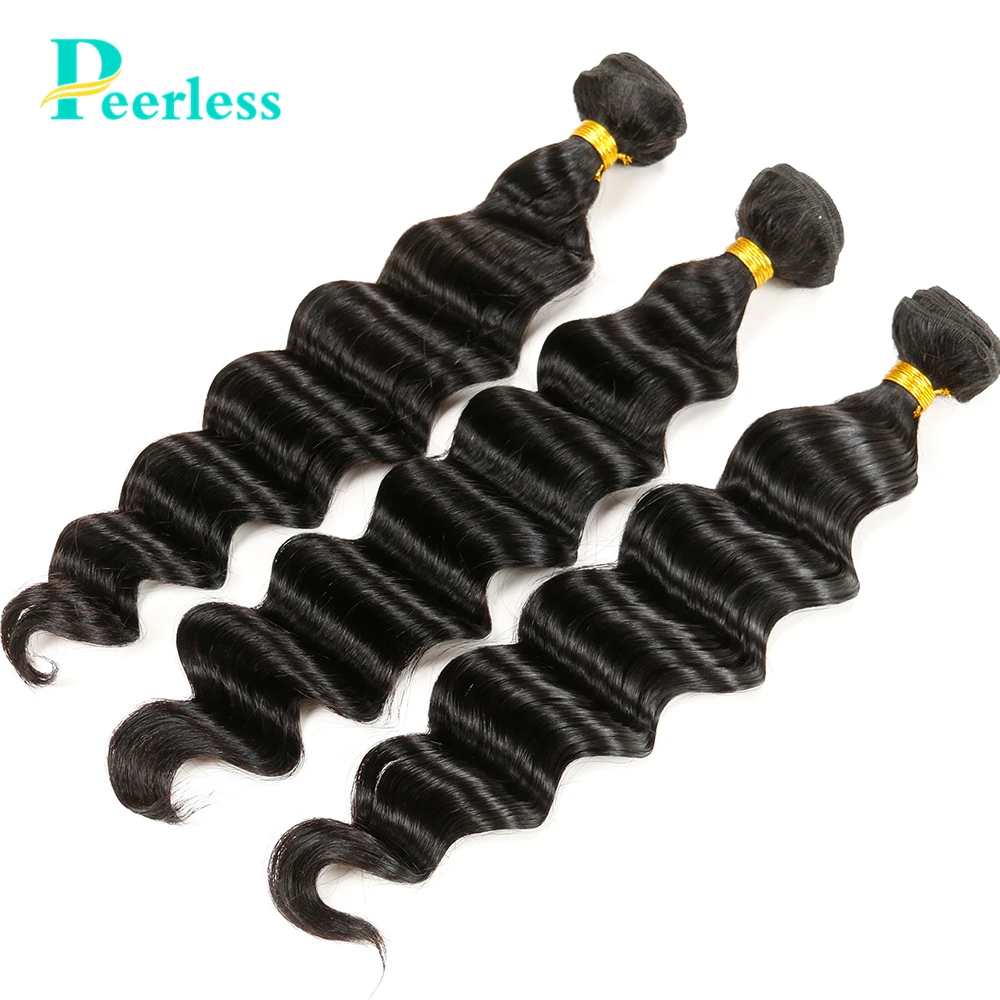 Необработанные натуральные бразильские волосы PEERLESS 3 пряди с застежкой 4*4