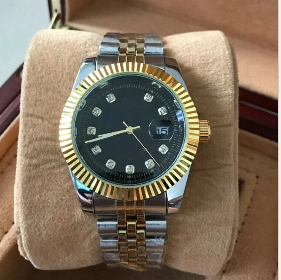 

Hottest Fashionable Men's quartz Watch Casual couple watches Life waterproof Round steel belt Folding clasp wristwatch