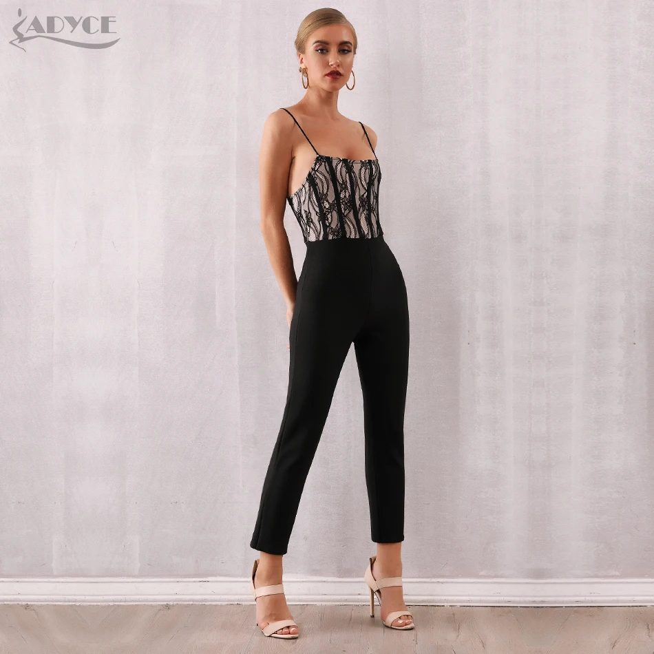 Женский облегающий комбинезон ADYCE черный шнурок обтягивающий костюм типа