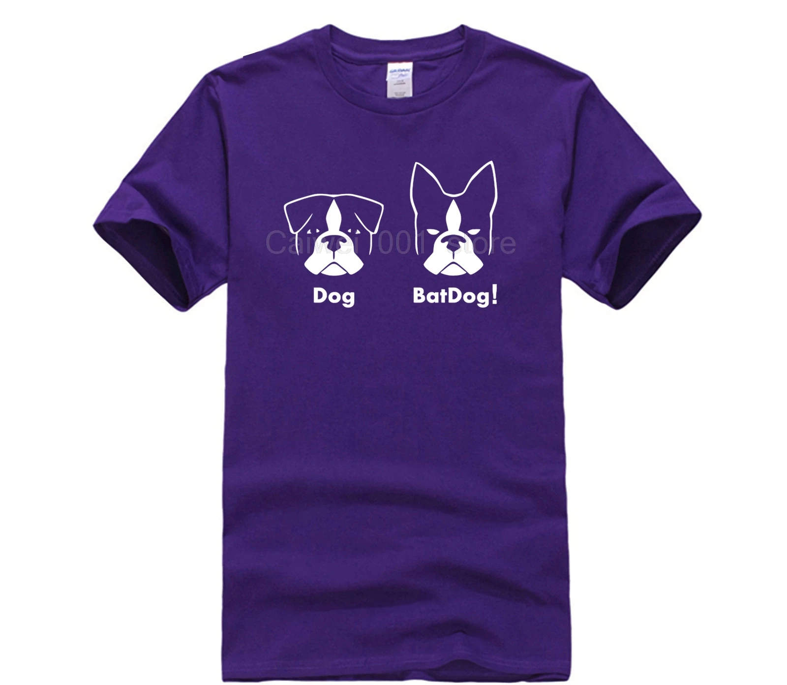 

100% Cotton Printed T shirt crew neck short sleeve casual fashion summer T shirt BatDog Black for mans