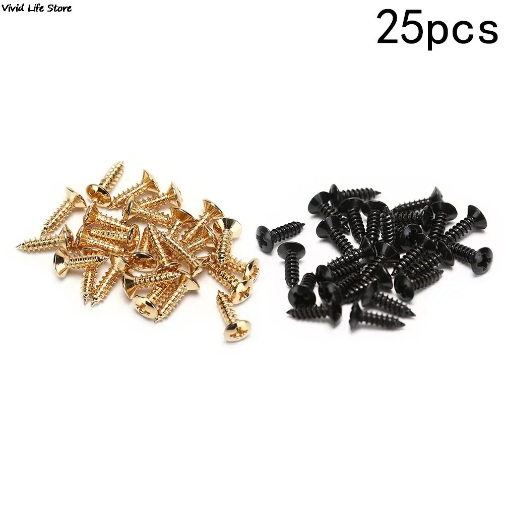 

25Pcs 3 * 12mm Electric Guitar Screws For Pickguard Back Plate Mount DIY Luthier Tool Gold Silver Balck