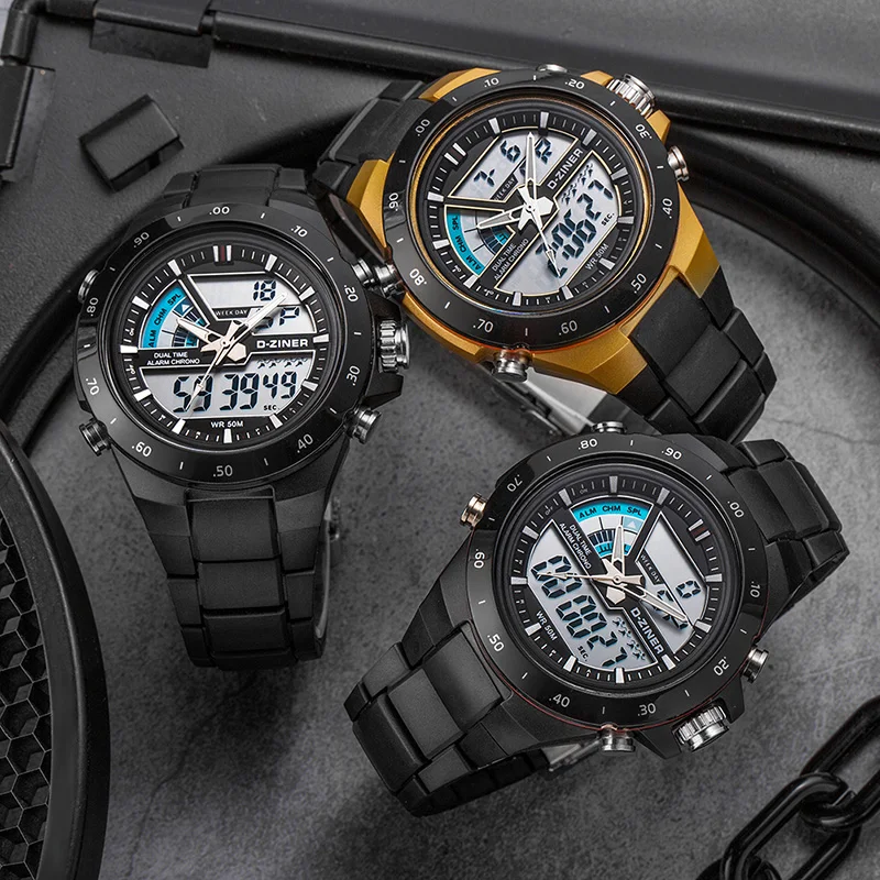 D ZINER G военные ударные мужские часы спортивные светодиодный цифровой 10 бар