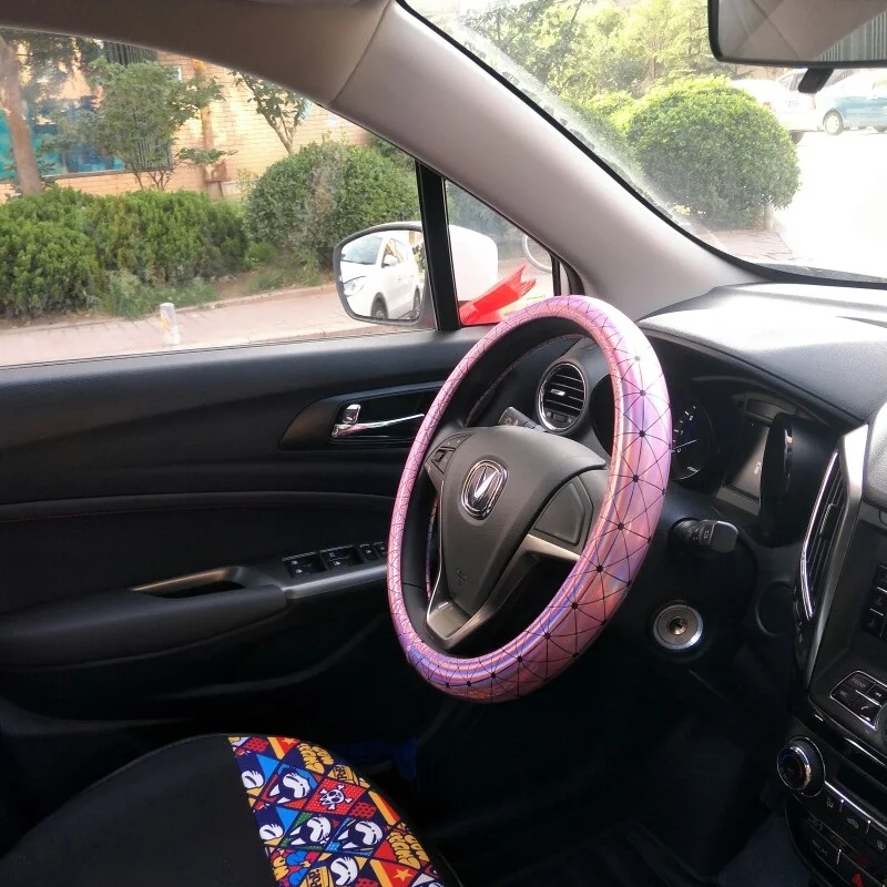 Модный чехол на руль 38 см с электропокрытием универсальный розовый для салона