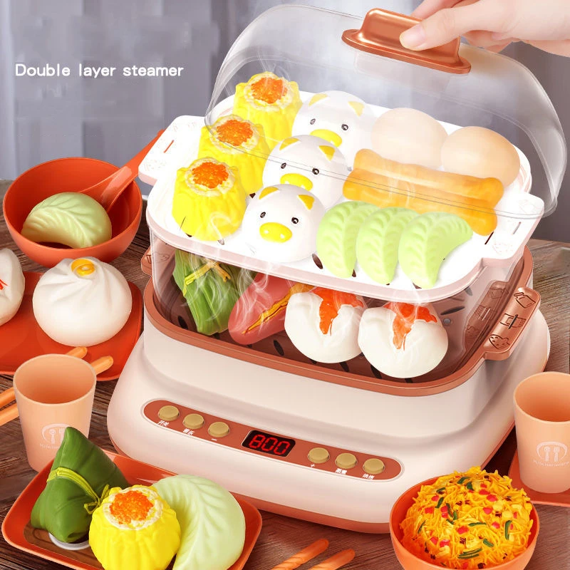 

Children's Kitchen Simulation Play House Toys Set Steam Hot Pot Kids Family Kitchen Barbecue Cooking Toys Girl Boy Festival Gift