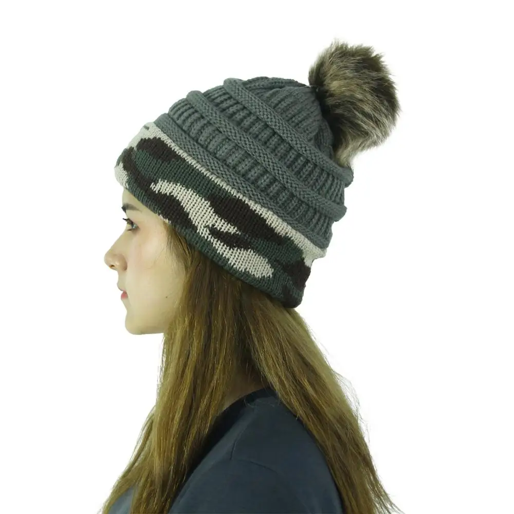 Женская шапка с помпоном HanXi зимняя вязаная для женщин вязаные крючком шапочки