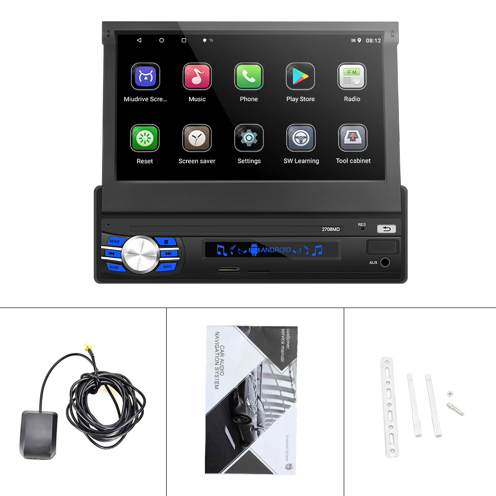 Автомагнитола Podofo 1 Гб + 16 ГБ мультимедийный проигрыватель на Android с GPS Wi Fi Bluetooth