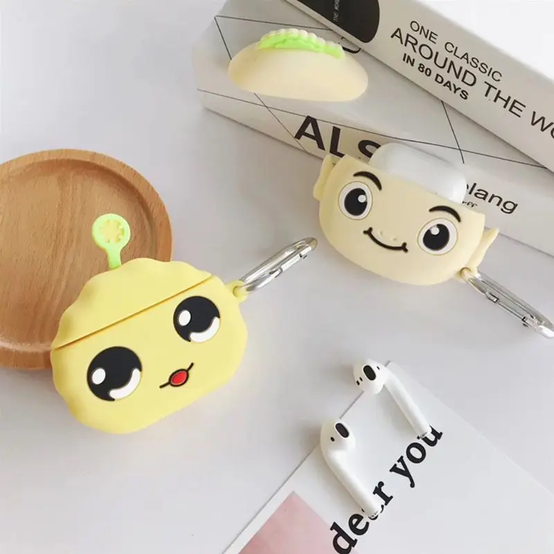 

Unique Cartoon Figure Soft Silicone Protective Case Shockproof Cover Skin Protector with Carabiner for Airpods 1/2 Charging Box