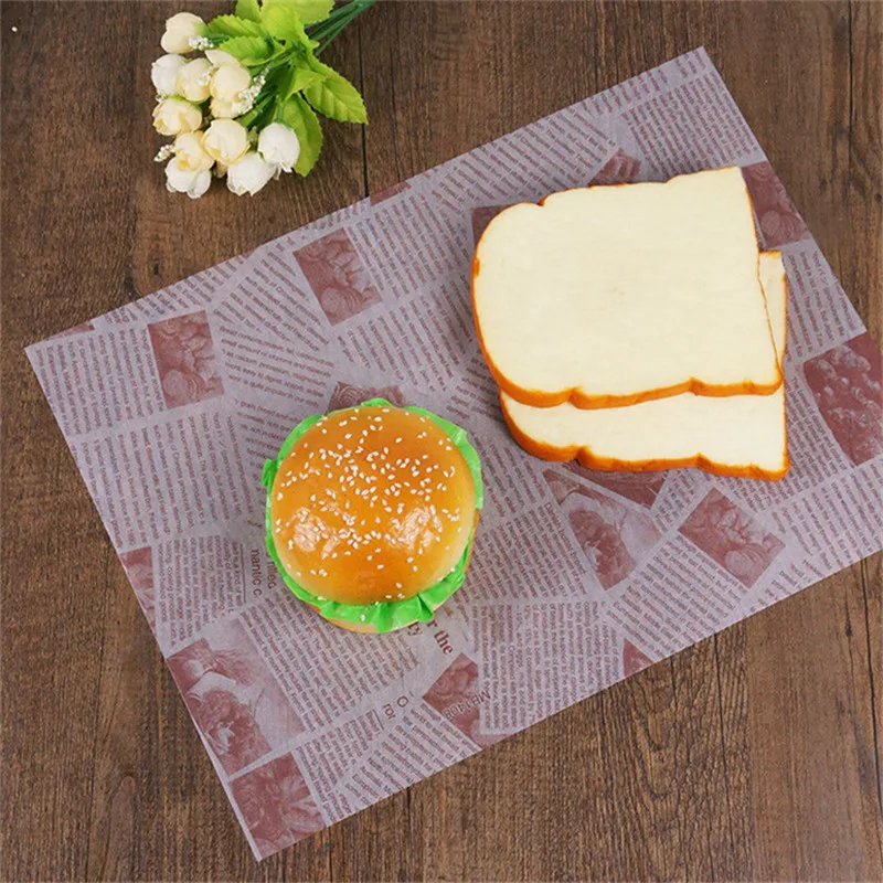 

50Pcs Wax Paper Food Grade Grease Wrappers Wrapping Oil Paper Bread Sandwich Burger Fries Baking Tool