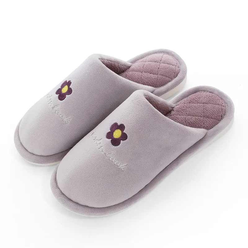 purple Женские домашние тапочки; Мягкие плюшевые Нескользящие домашние тапочки для влюбленных; модель года; обувь без застежки; сезон осень-зима; женские и мужские шлепанцы; SH08163 - Цвет: purple