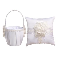 2pcs romantic flower basket stylish ring holder wedding ring bearer pillow