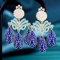 kellybola high quality exquisite klein blue water drop zirconia earrings womens wedding party boutique dubai jewelry