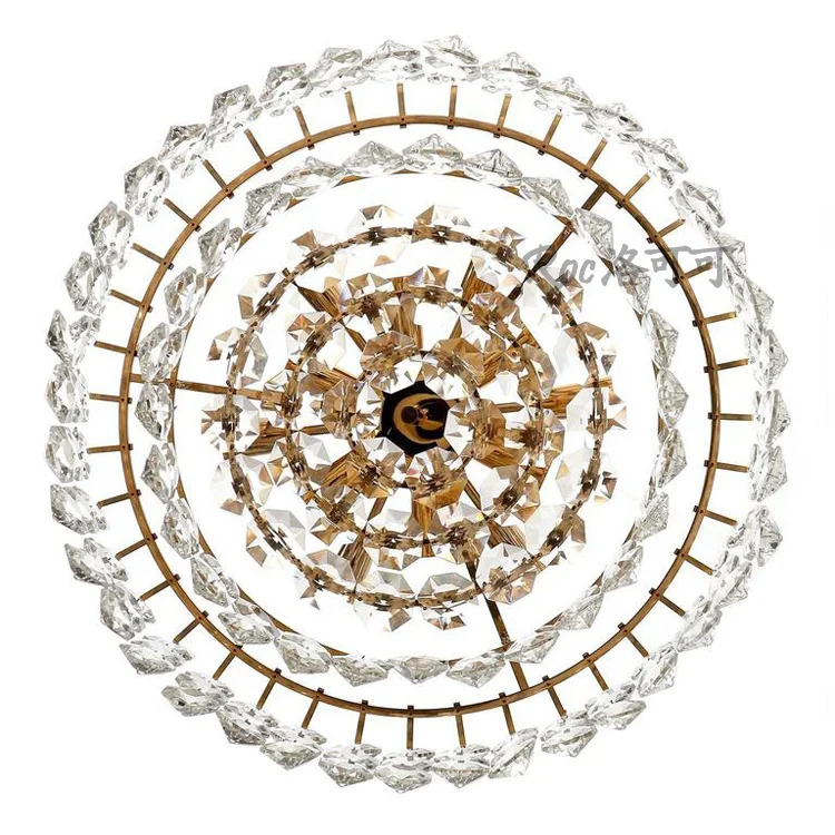 

American light luxury crystal chandelier retro copper color model lamp art dining room bedroom lamp