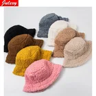 Женская шапка, однотонная теплая Женская шапка из искусственного меха, зимняя Панама из искусственного меха для женщин, уличная Солнцезащитная шапка, шляпа от солнца, женская шапка