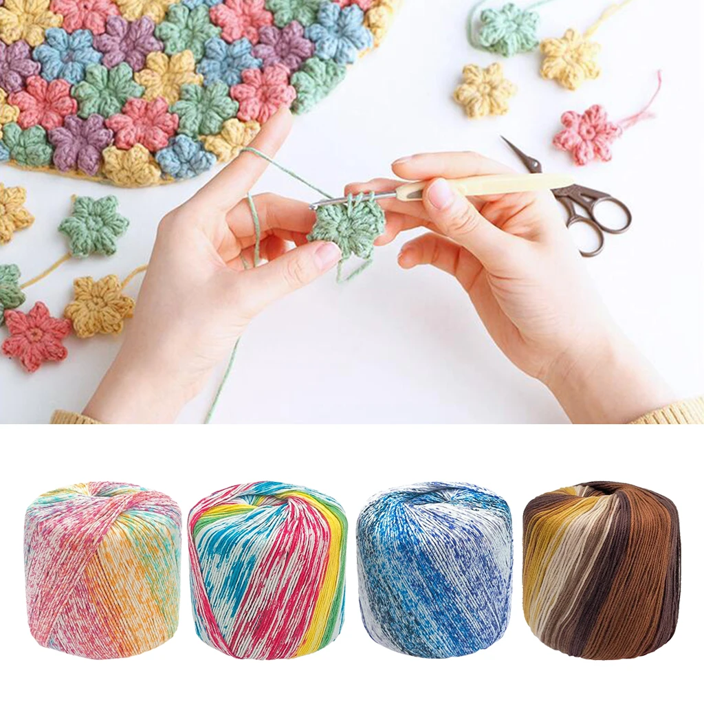 

40g Soft Yarn 100% Cotton MultiColor Yarn for Crocheting Knitting DIY Art Crafts