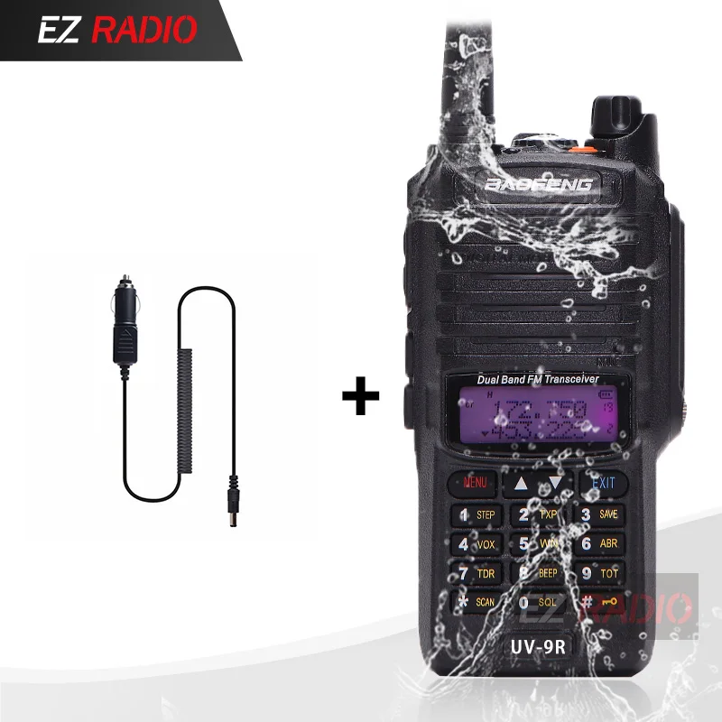 Add 12V Car Charger Baofeng 8 W радио UV-9R Водонепроницаемый IP67 Walkie Talkie 10 км Baofeng UV-XR GT-3WP UV-5S UV-5R WP Long Range радио для охоты - Цвет: Add 12V Car Charger
