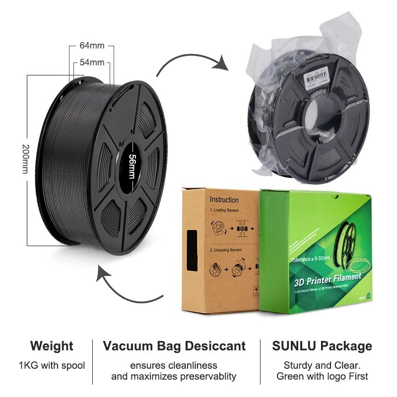 sunlu pla 2 rolls1kgroll 1 75mm biodegradable high quality filament 3d printing material suitable for all fdm 3d printers free global shipping