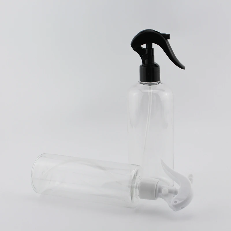 

300ml / 400ml X 12 Refillable Plastic Cosmetic Container With White Black Trigger Pump PET Bottles For Watering House Cleaning