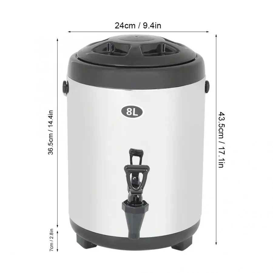 8L Stainless Steel Double-Layer Insulation Barrel Cooking Tool Buckets Container for Hot Water Milk Tea Kichen Accessories | Дом и сад