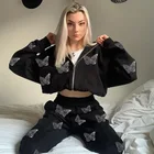 2021 Y2K осенние толстовки с длинным рукавом женские толстовки на молнии с бабочкой и стразами зимние пуловеры с капюшоном harajuku уличная одежда на молнии