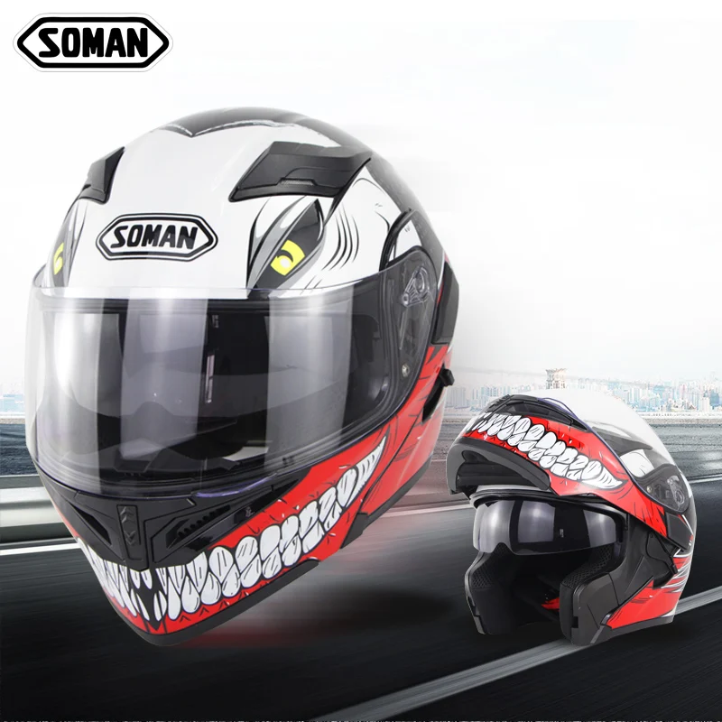 Шлем SOMAN X5 с двойным козырьком на заказ гоночный мотоциклетный шлем все лицо |