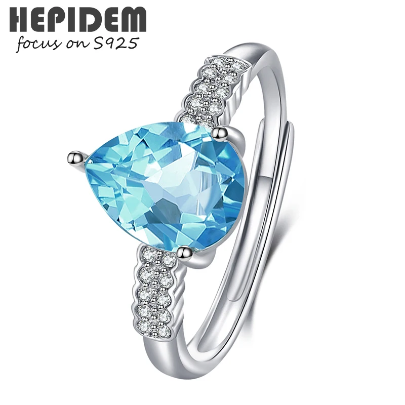 

HEPIDEM 100% Really Topaz 925 Sterling Silver Rings 2021 New Women Natural Blue Gemstones S925 Gift Fine Jewelry 005