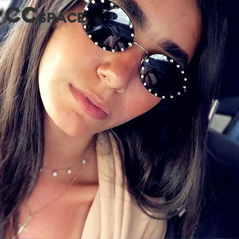 Солнцезащитные очки унисекс с бриллиантами овальной оправой винтажные UV400 46127 |