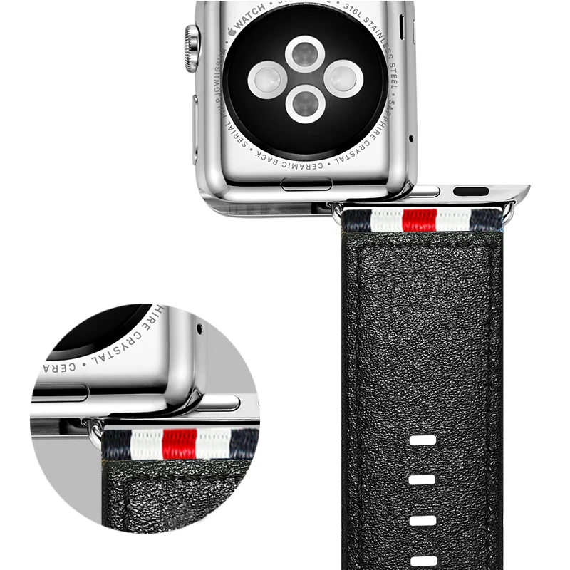 Нейлоновый кожаный браслет для Apple Watch 38 мм 40 мм 42 мм 44 мм нейлоновый ремешок для iWatch серии 1 2 3 4 ремешок для часов