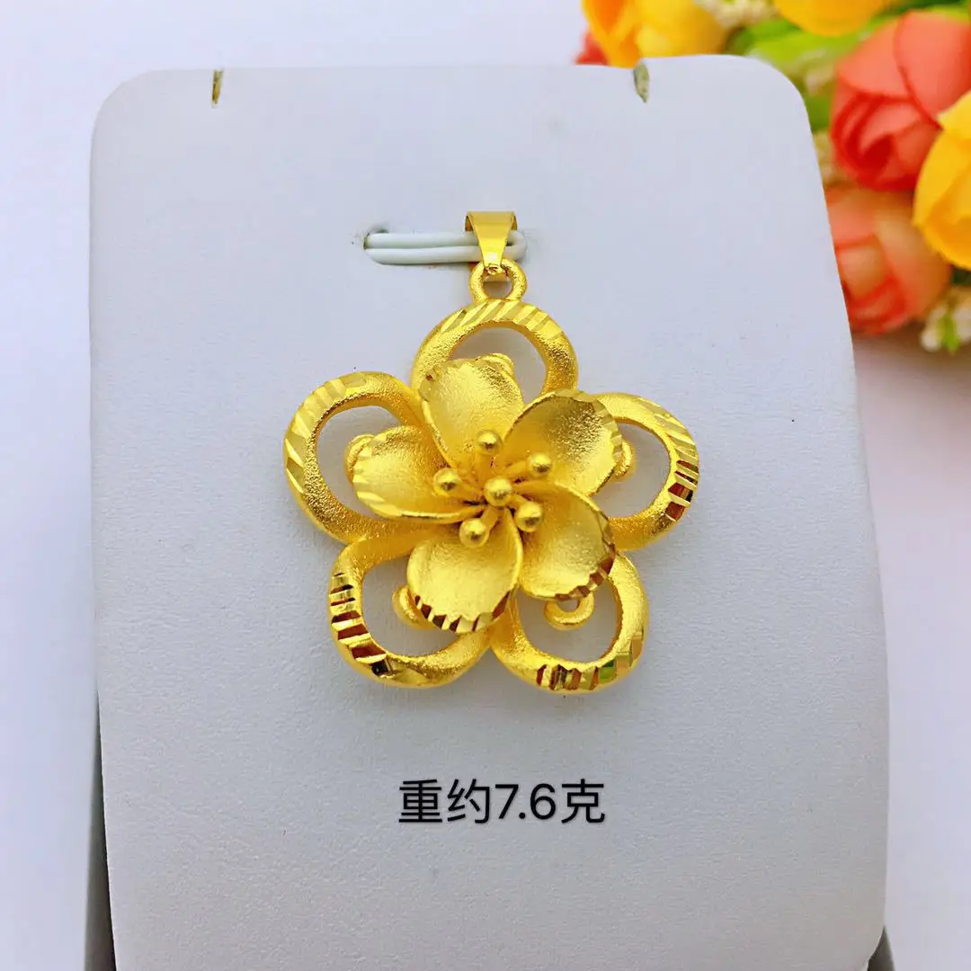 

Fashion Sand Gold 14K Neckalce for Women Wedding Statement Jewelry Delicate Flower Pendant Necklace Anniversary Birthday Gifts