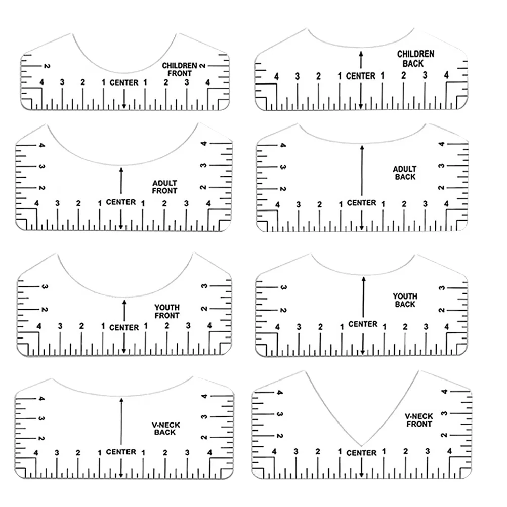 

1 Set/8pcs T-shirt Rulers Guide Size Chart T-shirt Guide T-shirt Measuring Tools