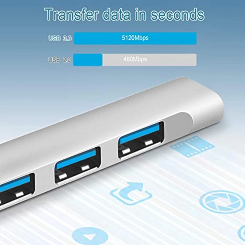 

Powered USB Hub USB3.0 High-speed Transmission 4-port Hub Splitter 1 to 4 USB2.0 Hub Multi-port Notebook Desktop