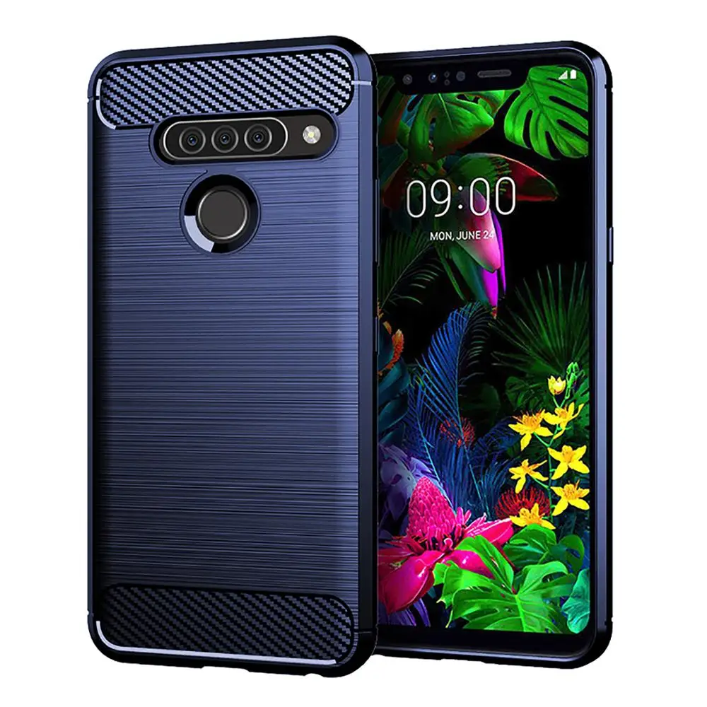 Для LG G8S чехол ThinQ противоударный матовый мягкий бампер из углеродного волокна