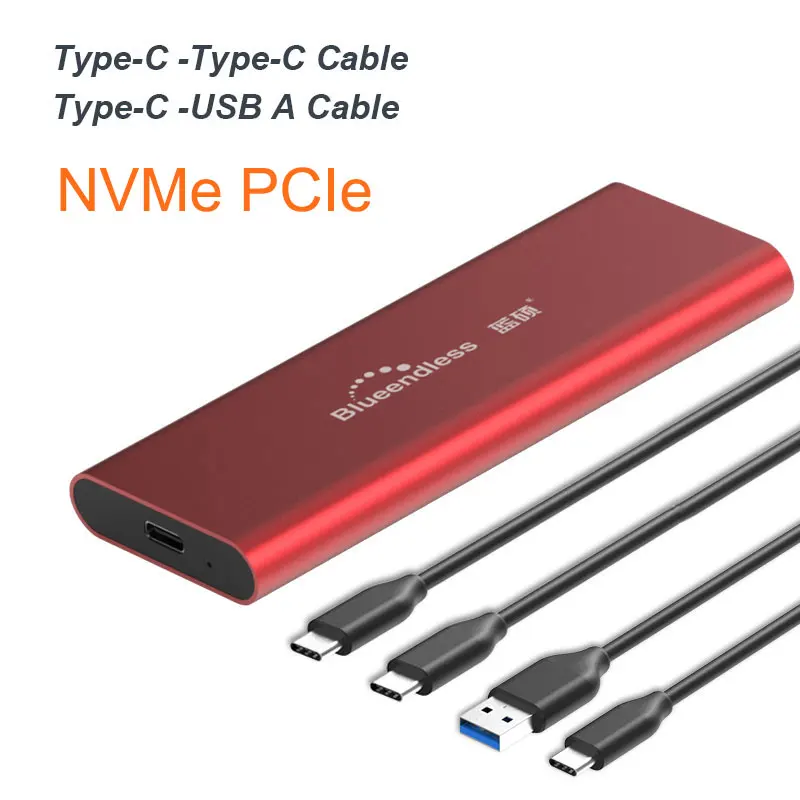 Red C-A and C-C PCIE M.2 NVME USB SSD корпус M ключ Тип C USB 3,1 2240/2280 SSD чехол алюминиевый 10 Гбит/с внешний корпус жесткий диск внешний - Цвет: Red C-A and C-C