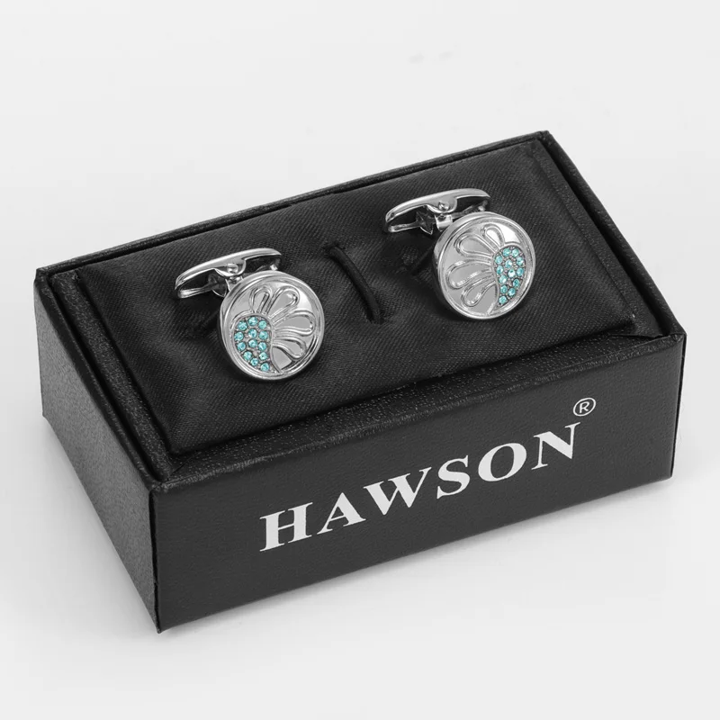 

Novelty Luxury Cufflinks for Men in Round Shape Crystal Cuff Imitation Rhodium/Gold Plated Fashion Accessories for Wedding