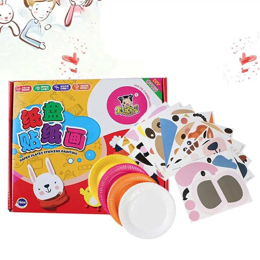 

Творческие цветные бумажные наклейки ручной работы «сделай сам» в виде подноса для детского сада Набор для творчества