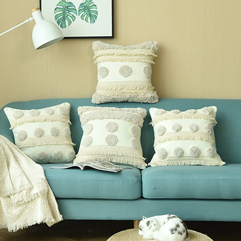 Домашний декор ручной работы индийская вышивка наволочка слоновая кость