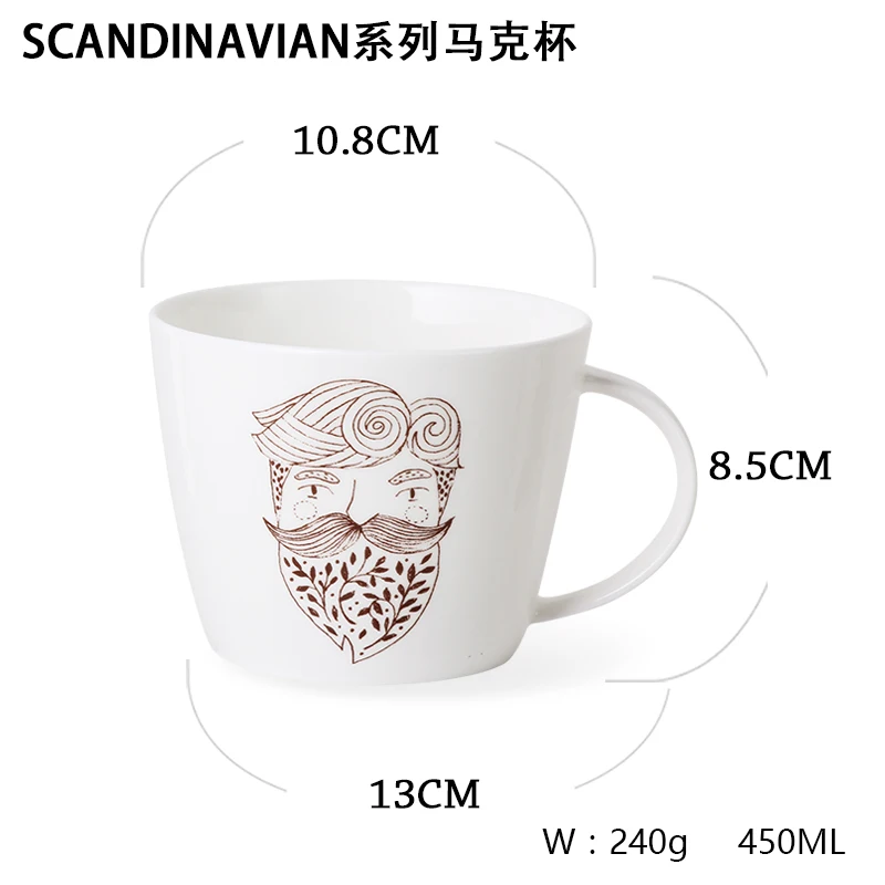 

Creative Breakfast Mug Couple Cute Print Ceramic Vintage Coffee Nordic Mug Office Reusable Kubek Do Kawy Bar Supplies DE50MK