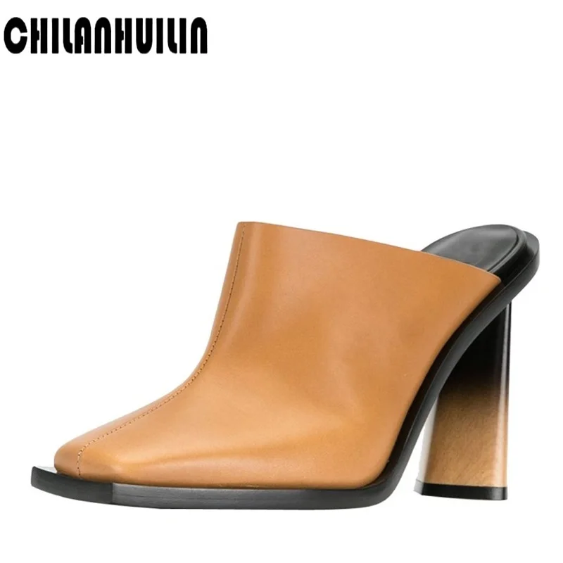 slingbacks sexy pumps high heels leather shoes square toe women pumps party dress shoes spring summer footwear sandals slippers