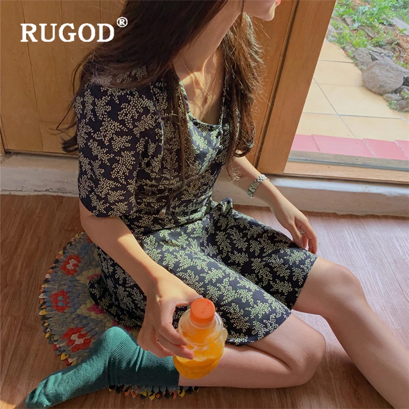 RUGOD/летнее шикарное женское платье милое мини-платье с принтом v-образный вырез