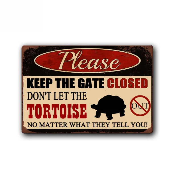 

Divertido tortuga mantener la puerta cerrada Pet Metal signo Vintage Metal lata Bar Club Garage de la pared de granja arte